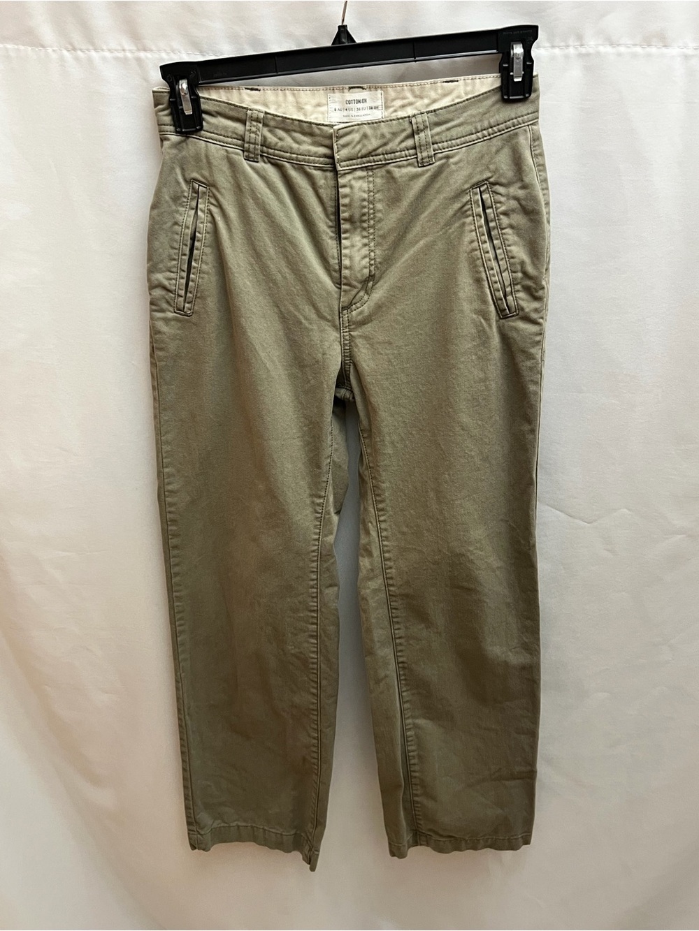 Cotton On Women’s Khaki Chino Pants Size 4 High Rise Straight Leg Utility